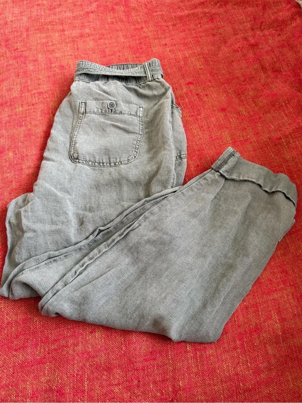 Nicole Miller Olive Green Linen Blend Women’s Belted Cargo Pants, size L, EUC! - Picture 12 of 12